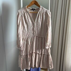 PAIGE Cream striped long sleeved tiered mini dress ❤️